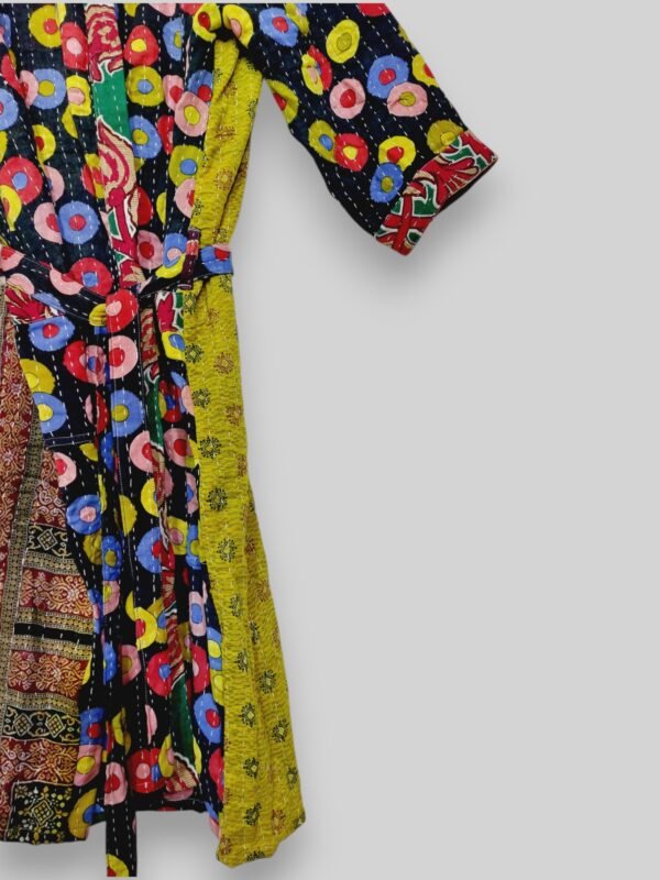 Vintage Kantha Long Size Floral Kimono Jacket - Image 4