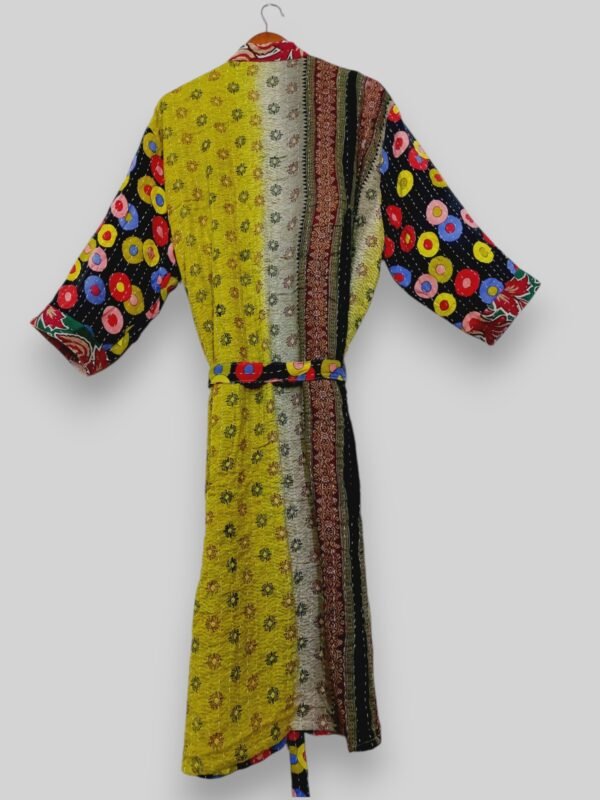 Vintage Kantha Long Size Floral Kimono Jacket - Image 3