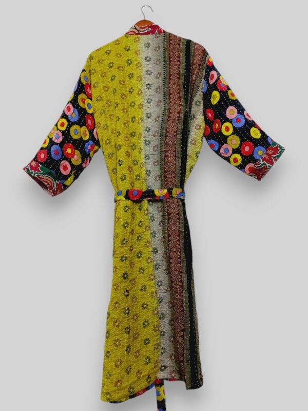 Vintage Kantha Long Size Floral Kimono Jacket - Image 2