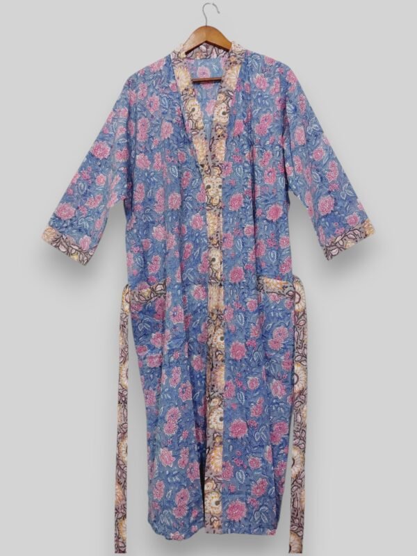 Floral Kimono Bath Robe Cotton Rob - Image 5