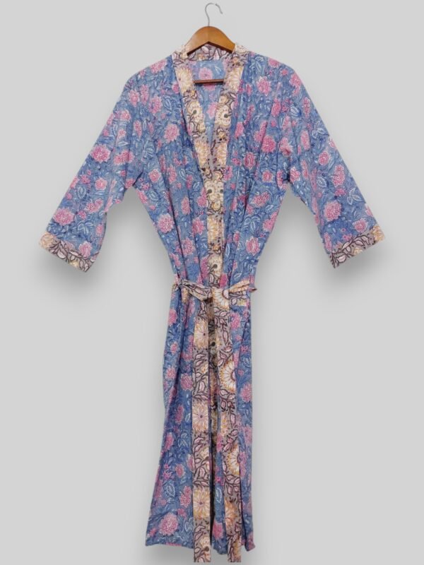 Floral Kimono Bath Robe Cotton Rob - Image 4