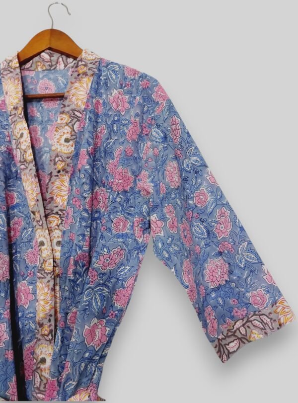 Floral Kimono Bath Robe Cotton Rob - Image 3