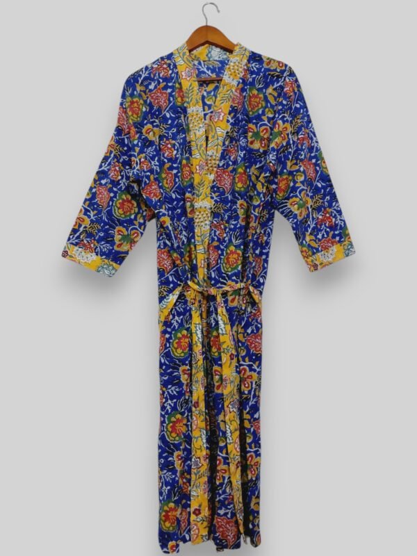 Floral Kimono Bath Robe Cotton Robe - Image 4