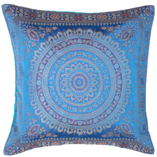 Brocade Silk Cushion Cover Indian Handmade Square Home Decor Banarasi Faux Mandala Embroidered Cushion Throw Ethnic Boho (Copy) - Image 4