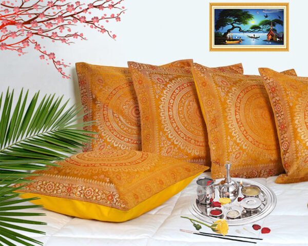 Brocade Silk Cushion Cover Indian Handmade Square Home Decor Banarasi Faux Mandala Embroidered Cushion Throw Ethnic Boho (Copy) (Copy) (Copy)