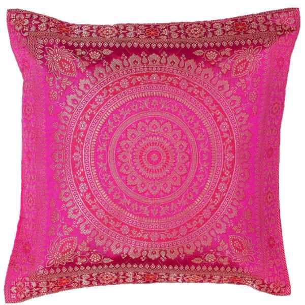 Brocade Silk Cushion Cover Indian Handmade Square Home Decor Banarasi Faux Mandala Embroidered Cushion Throw Ethnic Boho (Copy) - Image 4