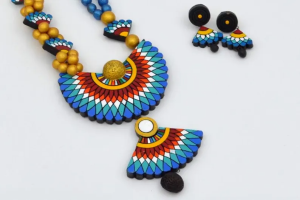 Horizon Blue Clay Temple Necklace - Image 5