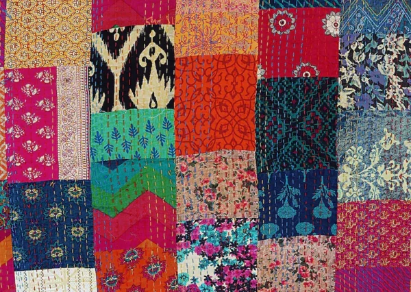 Kantha Handmade Cotton Patchwork Quilt  - Image 3
