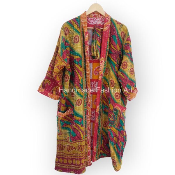 Vintage Kantha Handmade Cotton Kimono Robe