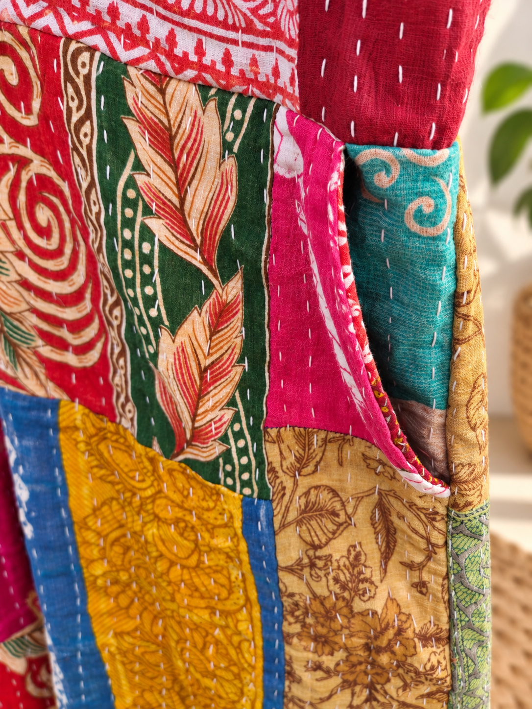 Kantha Patchwork Jumpsuit – Handmade Cotton Wide Leg Boho Jumpsuit - Image 11
